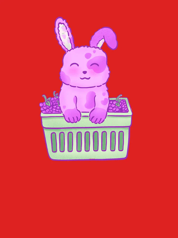 Grape Bunny in Shopping Basket – Cute Kawaii Pastel Animal Design Classic T-Shirt