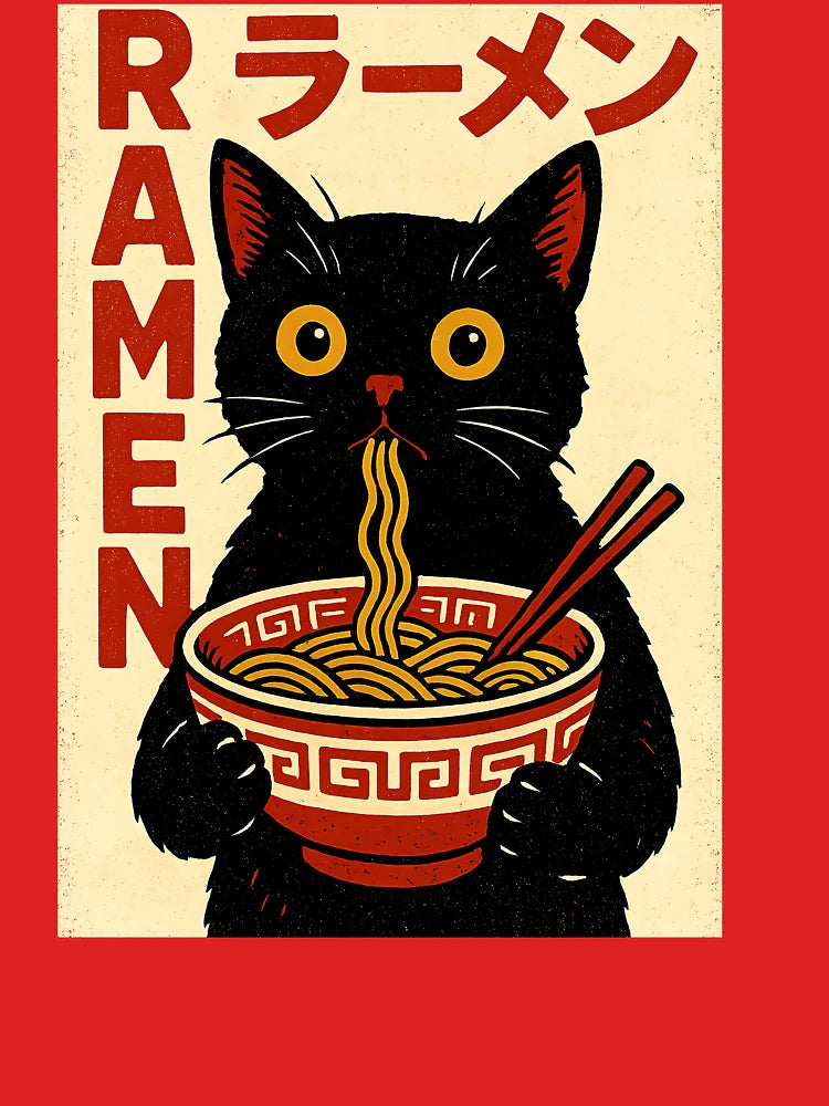 Kawaii Cat Eating Ramen Noodles Funny Anime Gift Girls  Classic T-Shirt