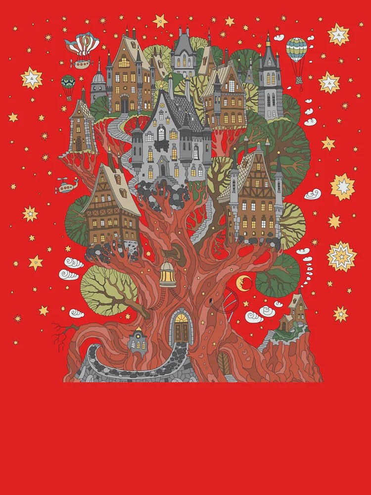 Enchanted Tree Village - Fantasy Illustration Classic T-Shirt