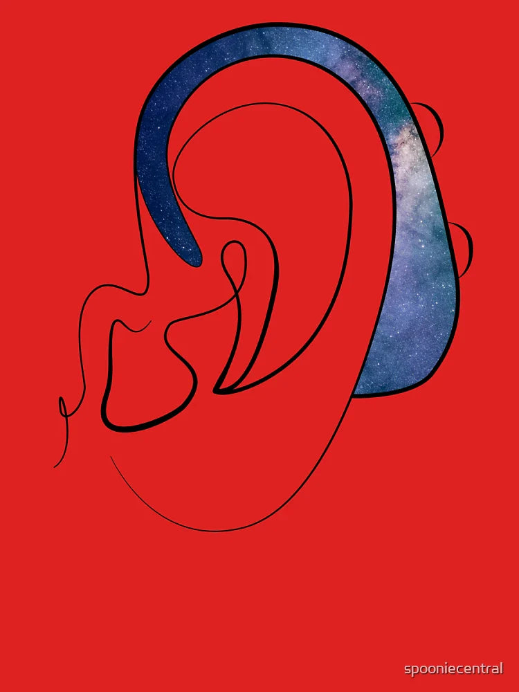 Copy of Hearing Aid Line Art with Blue Sky and Clouds Classic T-Shirt