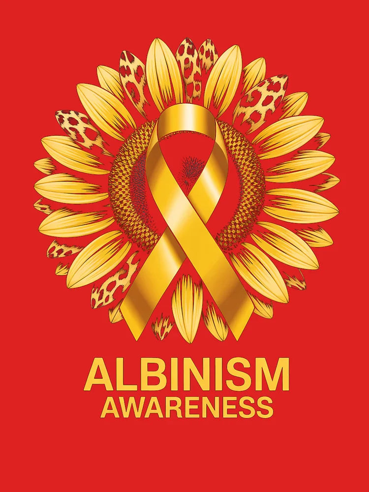 Albinism Awareness T-Shirt | Sunflower & Golden Ribbon Support Tee Classic T-Shirt