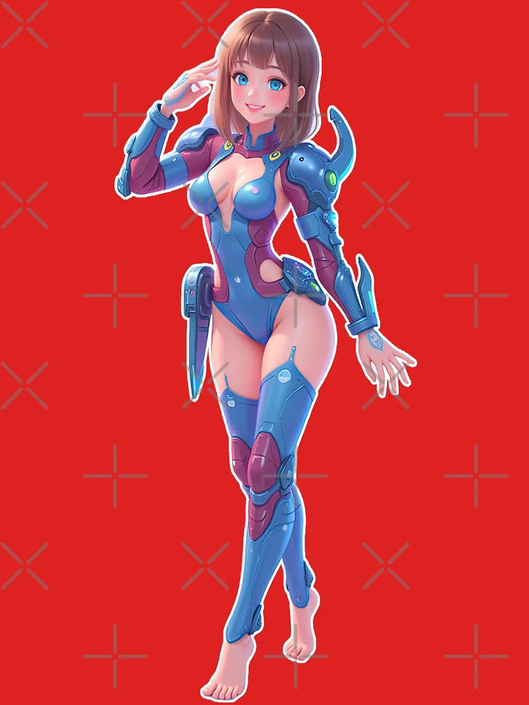 Futuristic Anime Girl in Sci-Fi Armor – Cute and Bold Classic T-Shirt