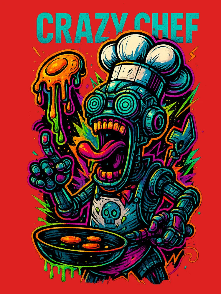 Crazy Chef: Neon Robot Culinary Chaos Classic T-Shirt