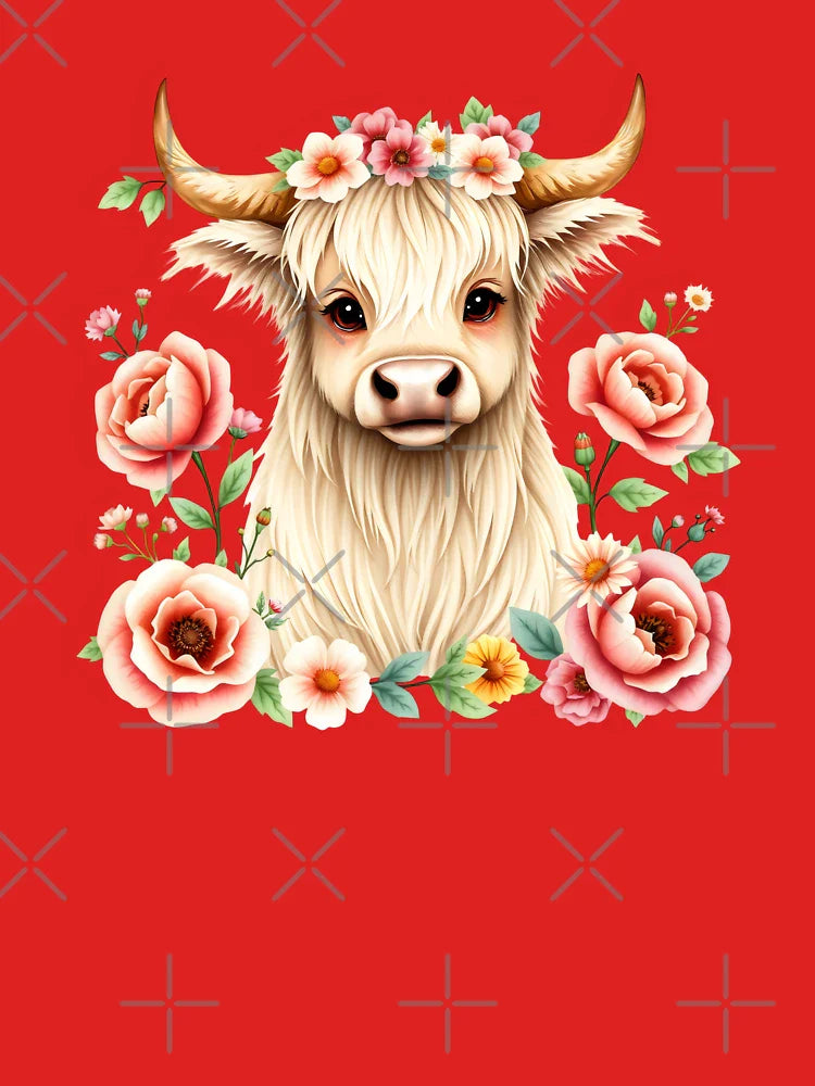 Charming Highland Cow with Floral Crown Classic T-Shirt