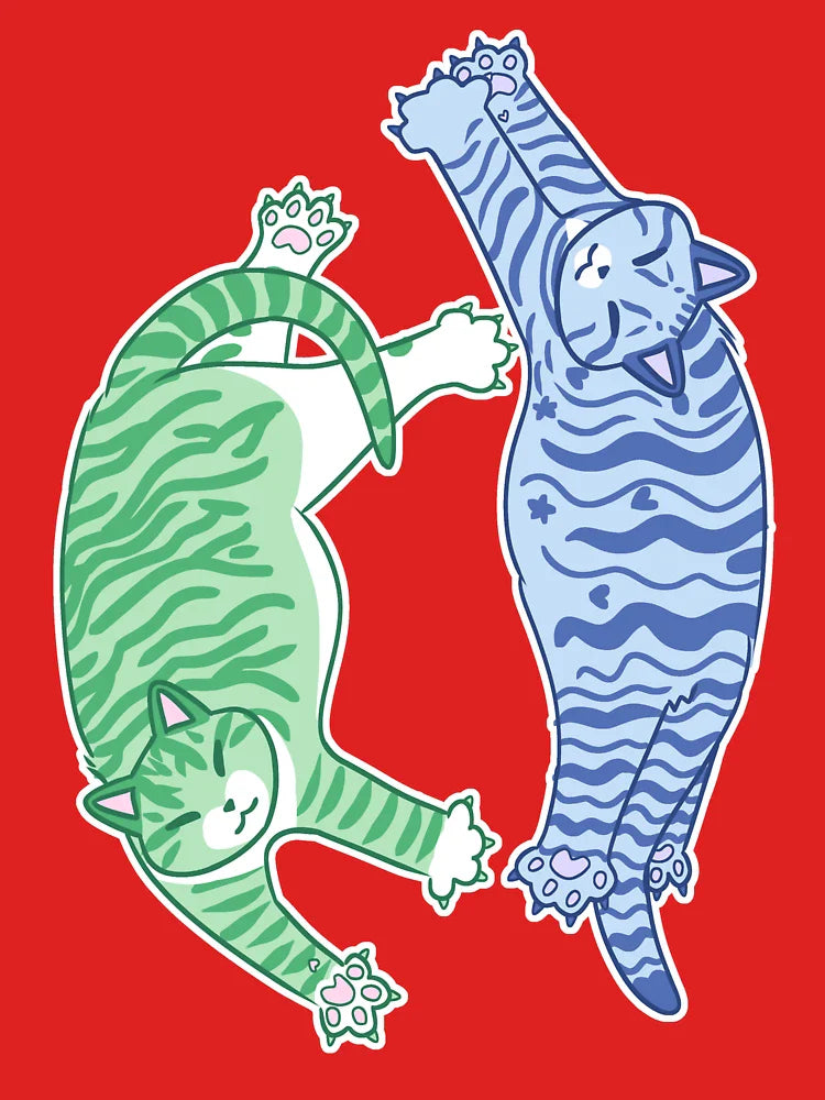 Blue and Green Tabby Kitties Classic T-Shirt