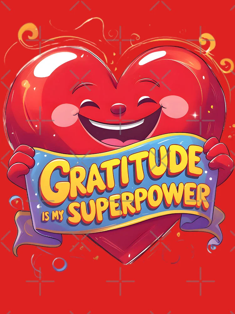 Gratitude is My Superpower – Smiling Heart Holding a Thank-You Banner Classic T-Shirt