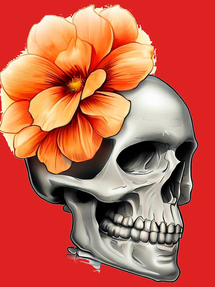 skull with orange flower Classic T-Shirt