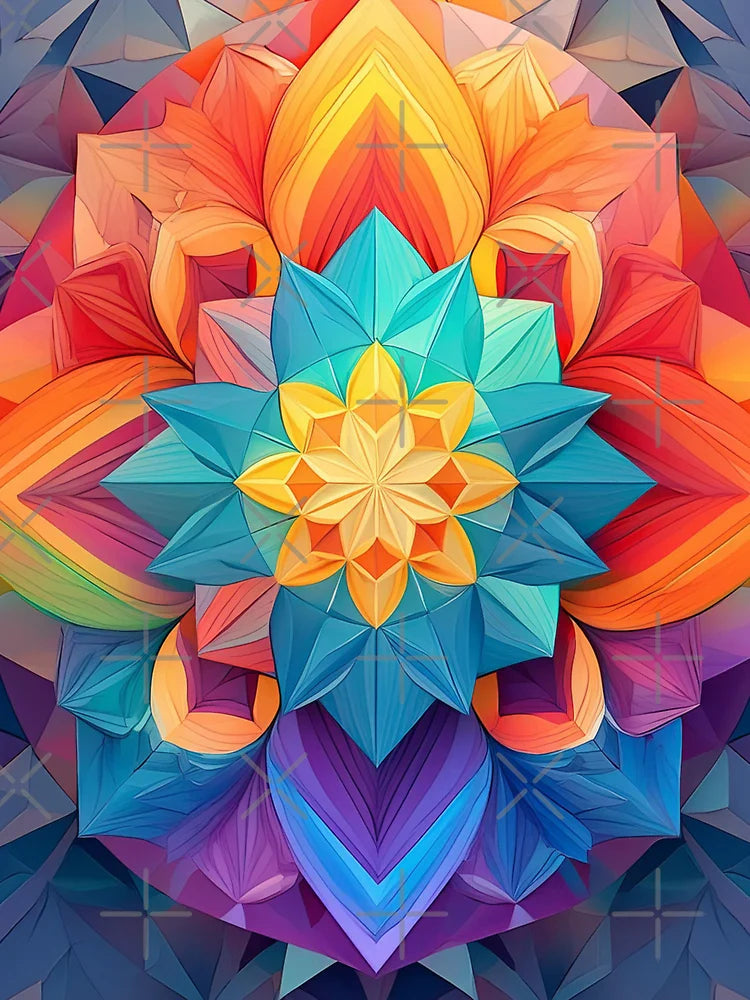 Beautiful and heavenly mandala art, kaleidoscope of bright rainbow, origami Classic T-Shirt
