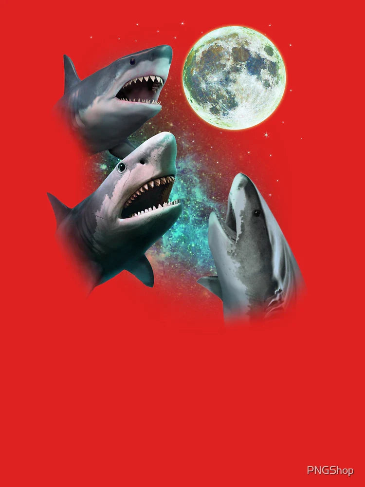 Three Sharks Howl On The Moon Classic T-Shirt