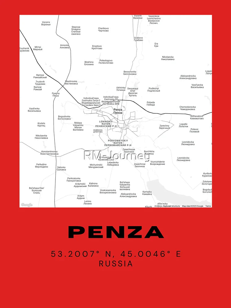 Penza City Map – Black & White Minimal Urban Poster Classic T-Shirt