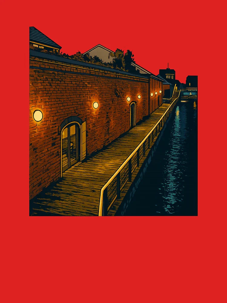 Hakodate Brick Warehouse Night | Retro Waterfront Glow - Historic Charm Classic T-Shirt
