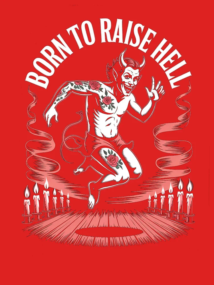 Born To Raise Hell T-Shirt | Vintage Devil Tattoo Art, Rock & Roll Tee Classic T-Shirt