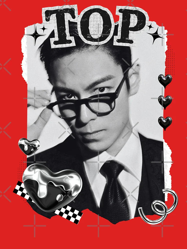 TOP Choi Seung-hyun Korean Actor Black and White Collage Design Classic T-Shirt