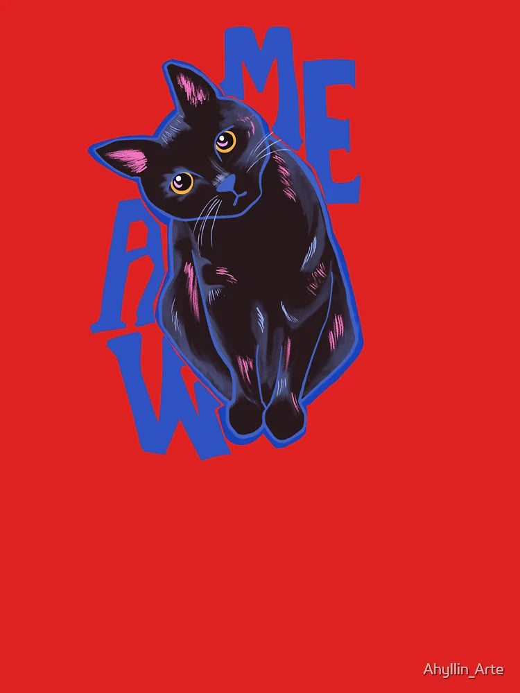 Cute Black Cat Illustration Classic T-Shirt