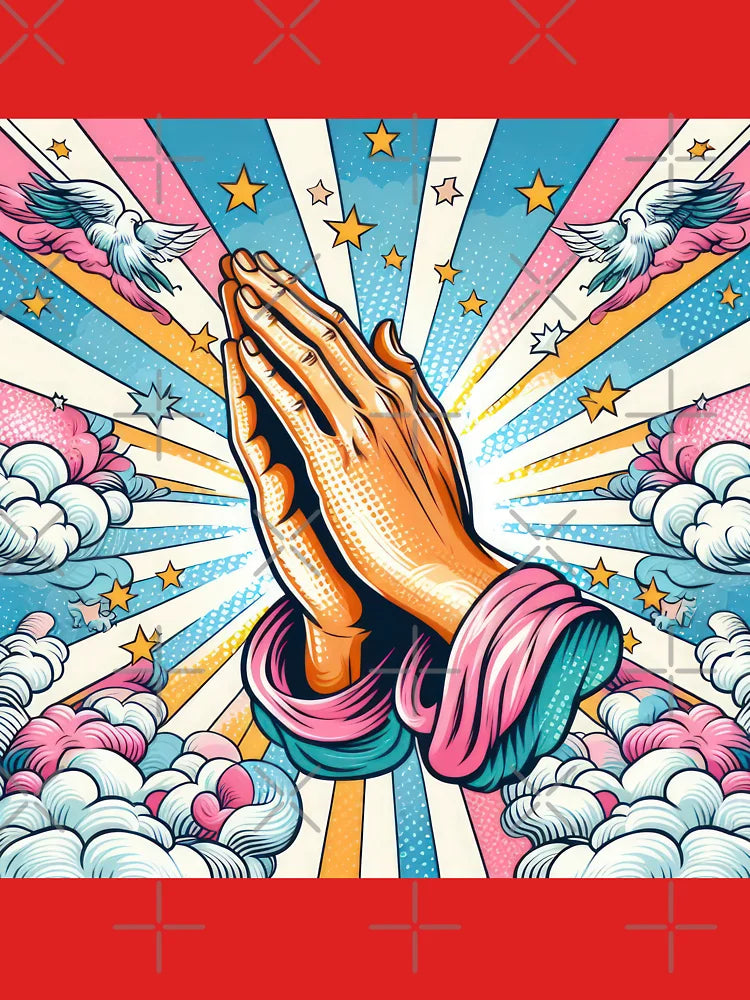 Superhero prayer with hands in the clouds ,Angels,angel art,divine power,Superhero Classic T-Shirt