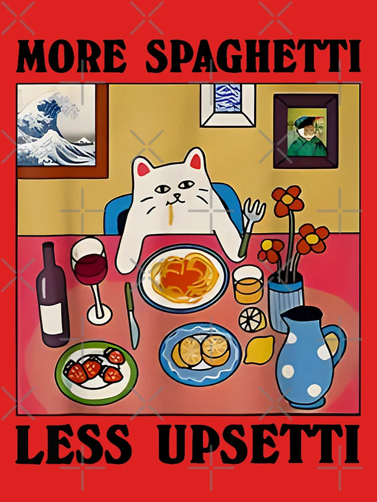 More Spaghetti Less Upsetti Funny Cat Saying Quote T-Shirt – More Spaghetti Less Upsetti Shirt Classic T-Shirt