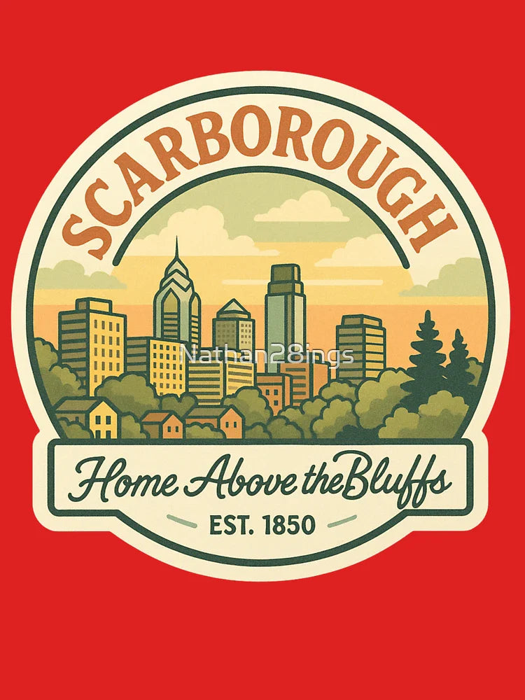 Scarborough “Home Above the Bluffs” Sticker – Vintage Spring Cityscape Design Classic T-Shirt