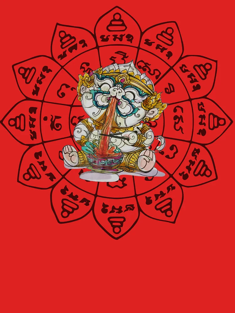 Hanuman in Blissful Feast Mode â€“ Thai Lucky Monkey God with Sacred Yantra Classic T-Shirt