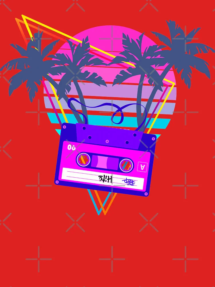90s Vaporwave Sunset Cassette Tape in Outrun Synthwave style design Classic T-Shirt