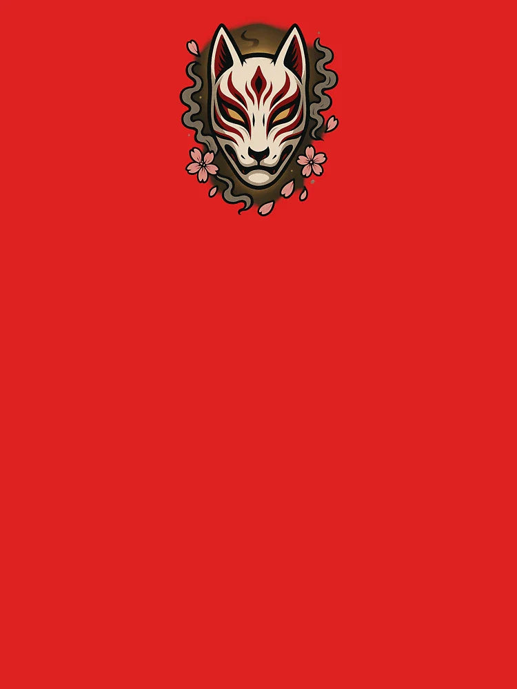 Kitsune Fox Mask with Cherry Blossoms – Japanese Tattoo Style Classic T-Shirt