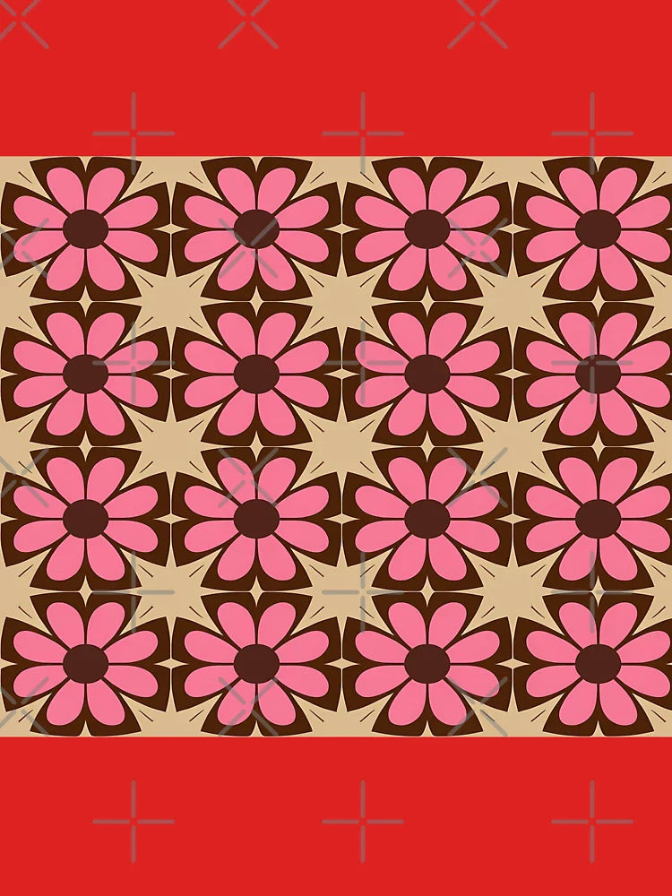 Dark Pink Paper Flowers on Yellow Classic T-Shirt