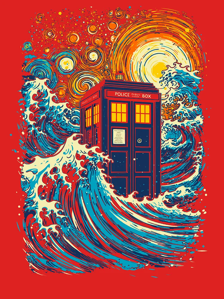 The great kanagawa wave and the blue box Classic T-Shirt
