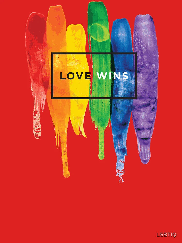 Watercolor LGBT Love Wins Rainbow Paint Typographic Classic T-Shirt