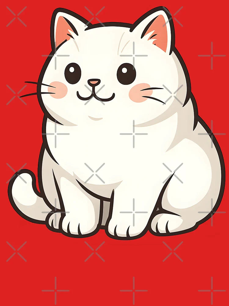 Chonky Cute White Cat | Funny Lazy Cat Sticker | Adorable Cat Art | Kawaii Chubby Kitty Classic T-Shirt