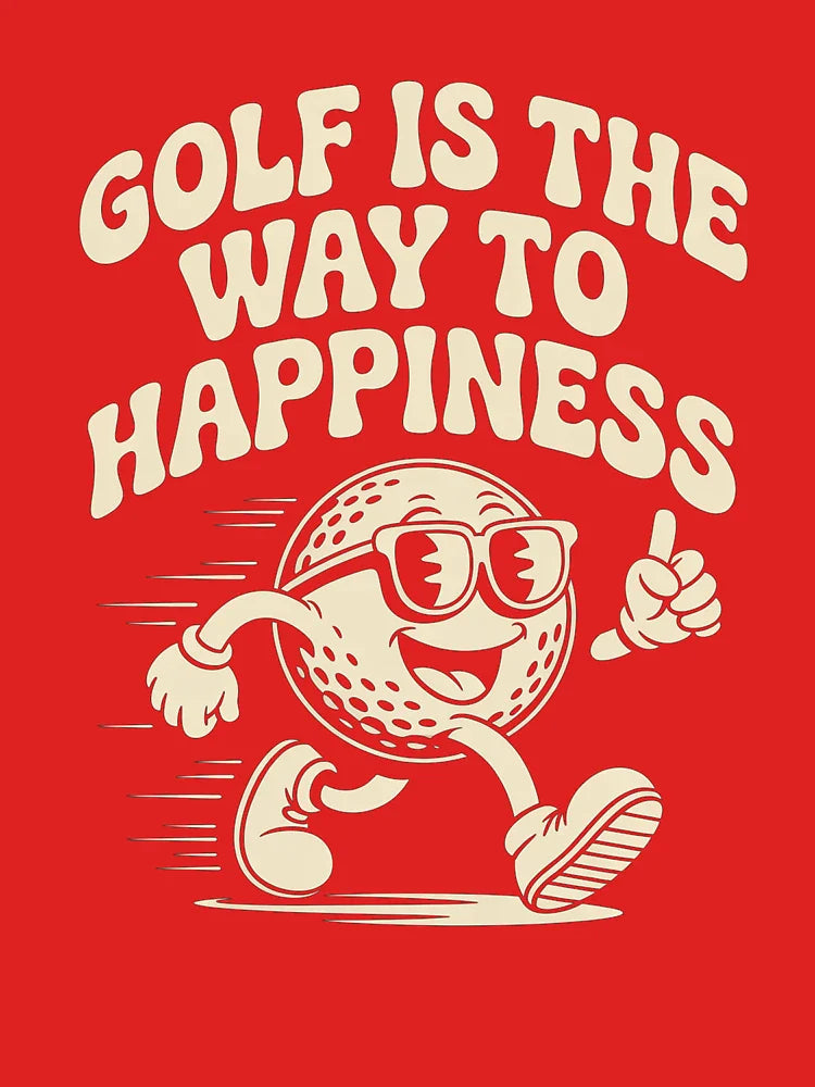 Golf Is The Way To Happiness T-Shirt | Funny Cartoon Golfer Tee Classic T-Shirt