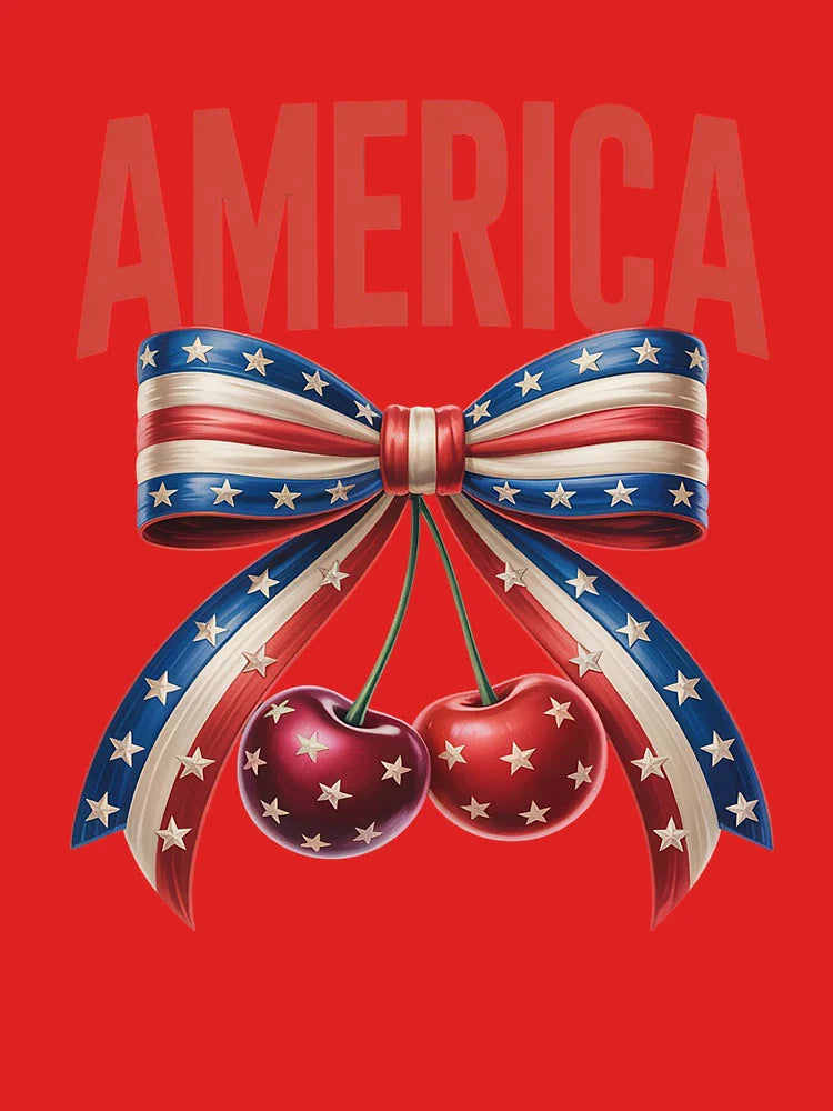 America Cherries Cherry Coquette Bow Trendy July 4th Classic T-Shirt