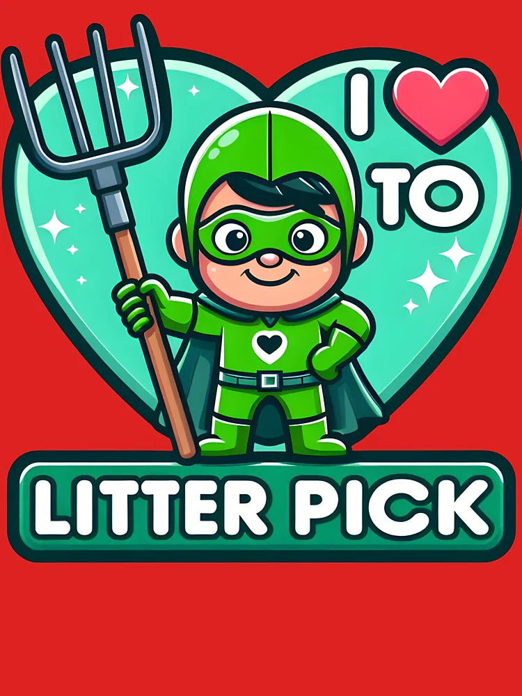 Superhero Kid Loves to Litter Pick Cartoon Design Classic T-Shirt