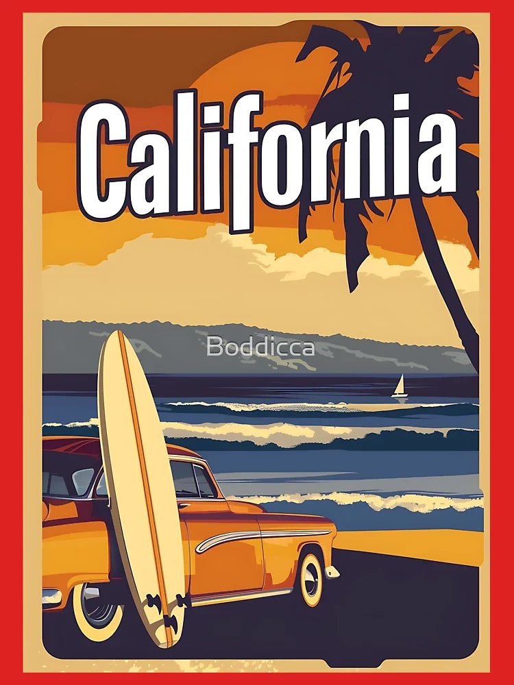 California Surf Beach Travel Poster Classic T-Shirt
