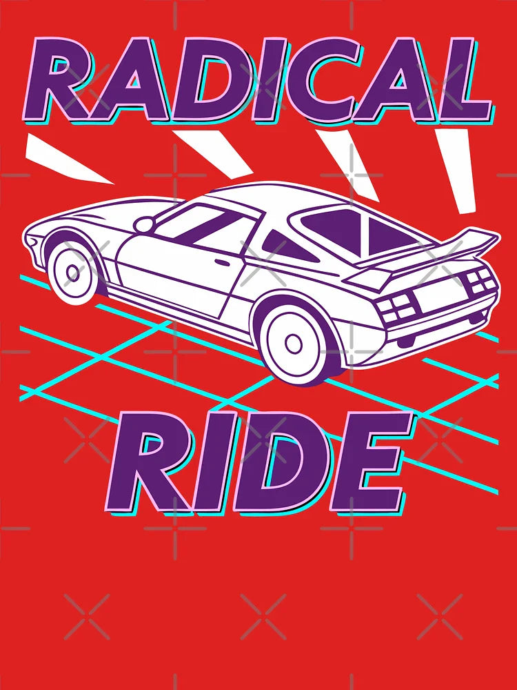 Radical Ride 80s Retro Sports Car Neon Grid Classic T-Shirt