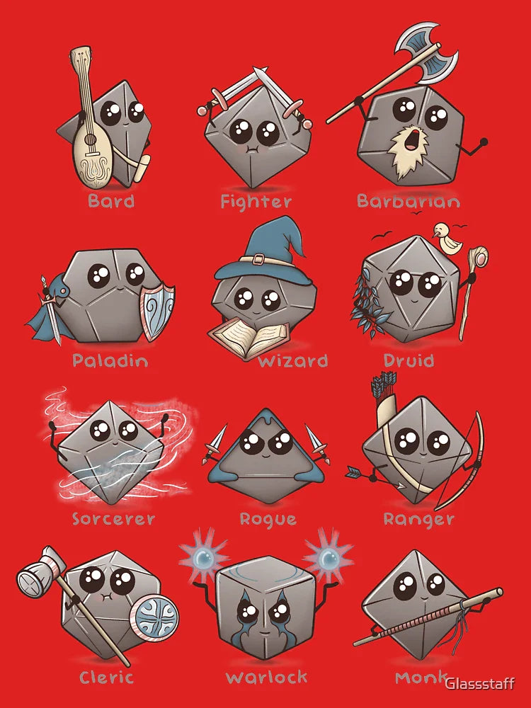 Kawaii DnD Classes - DnD Dungeons & Dragons D&D Classic T-Shirt