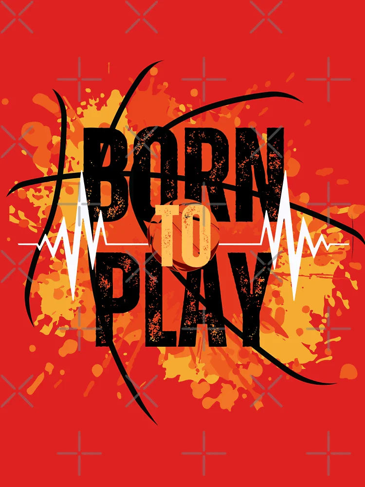 Born to Play – Bold Sports Design with Fire Splash & Heartbeat Line Classic T-Shirt