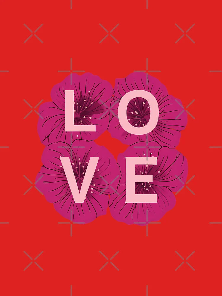Floral LOVE Typography Art Print Classic T-Shirt