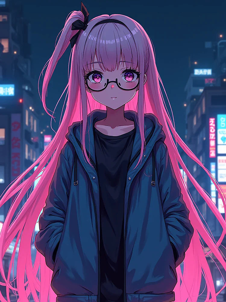 Neon Anime Girl - Vaporwave Vibes Classic T-Shirt
