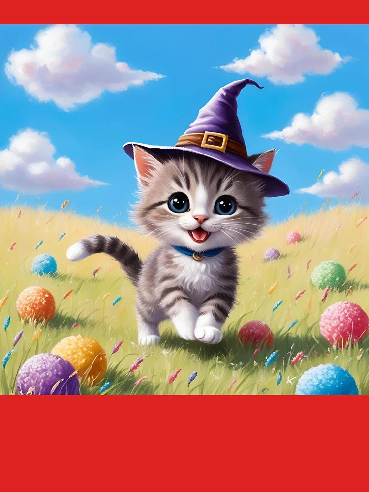 Young cute cat with colorful balls Classic T-Shirt