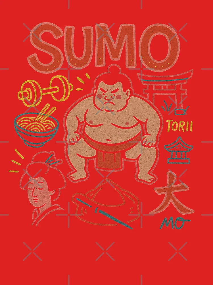 Retro Sumo Strength and Japanese Symbols Classic T-Shirt