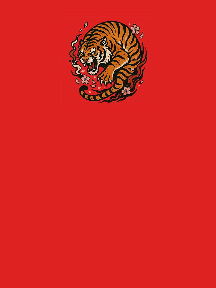 Tiger Spirit with Cherry Blossoms – Japanese Tattoo Style Design Classic T-Shirt