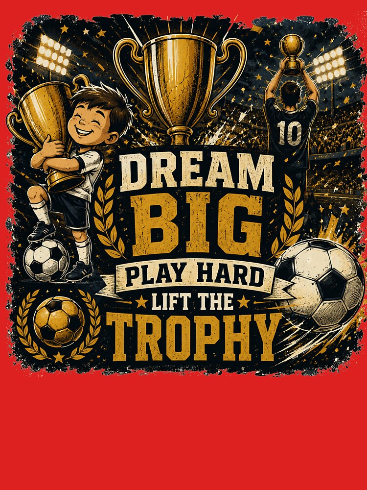 Dream Big Play Hard Lift The Trophy – Vintage Football Champion Design by MedRoh