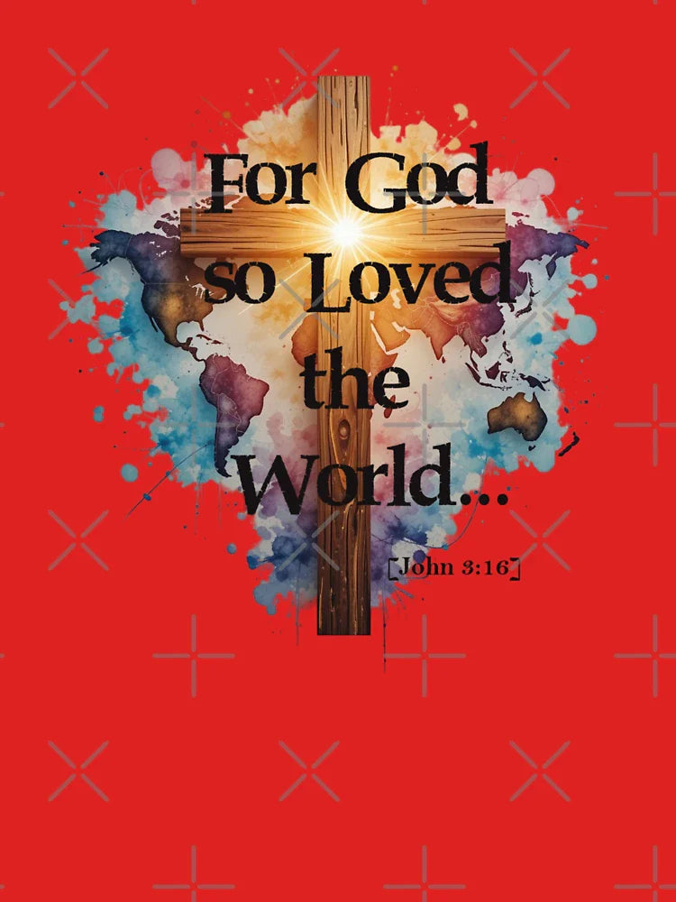 Christian Cross Watercolor Design - For God So Loved the World Classic T-Shirt