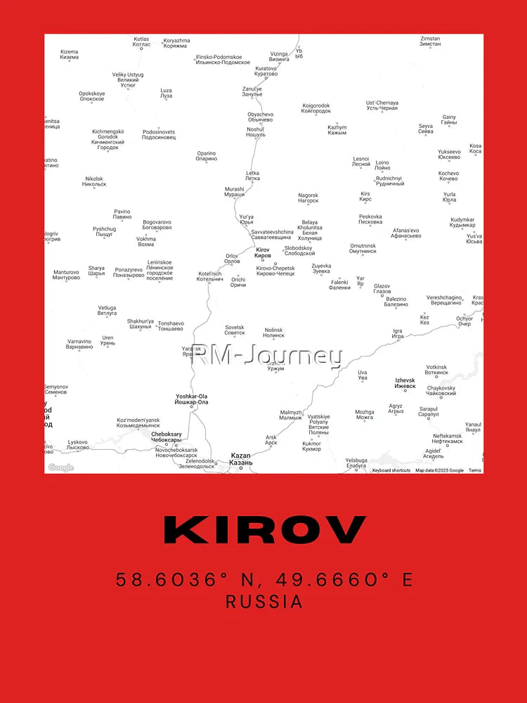 Kirov Map â€“ Minimalist Volga-Vyatka Region Poster Classic T-Shirt