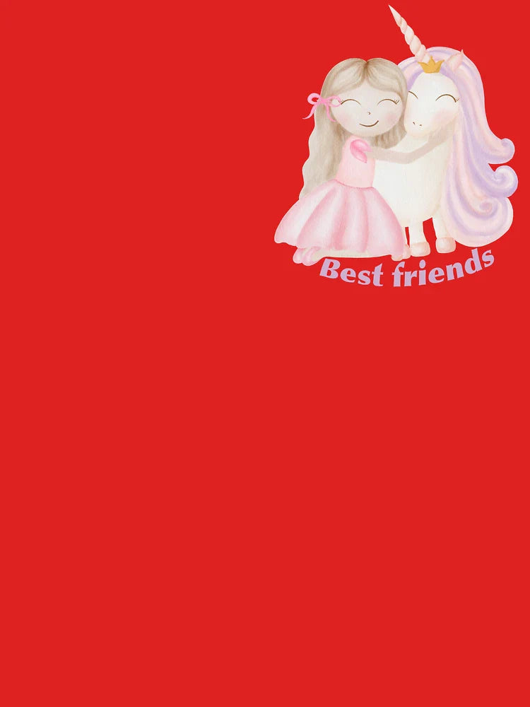 Watercolor girl princess and unicorn best friends children illustration Classic T-Shirt