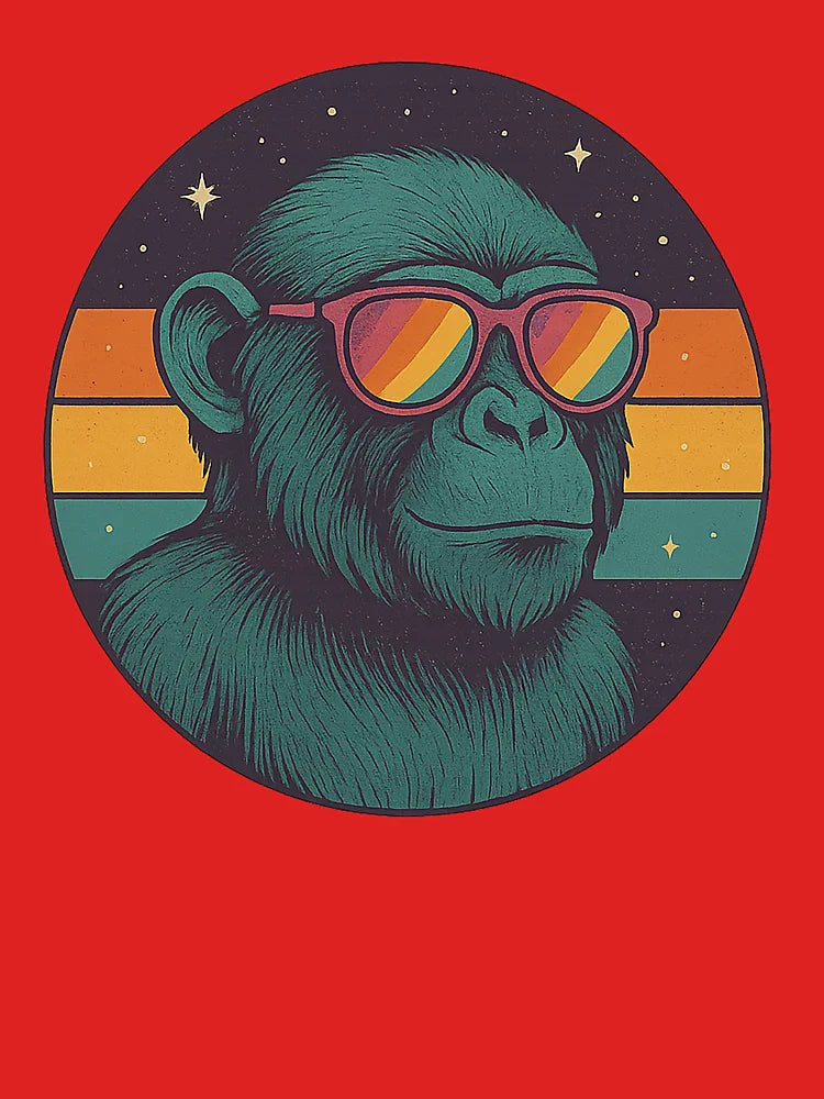 Galaxy Monkey Retro Sunset – Cosmic Space Monkey Vintage Design Classic T-Shirt