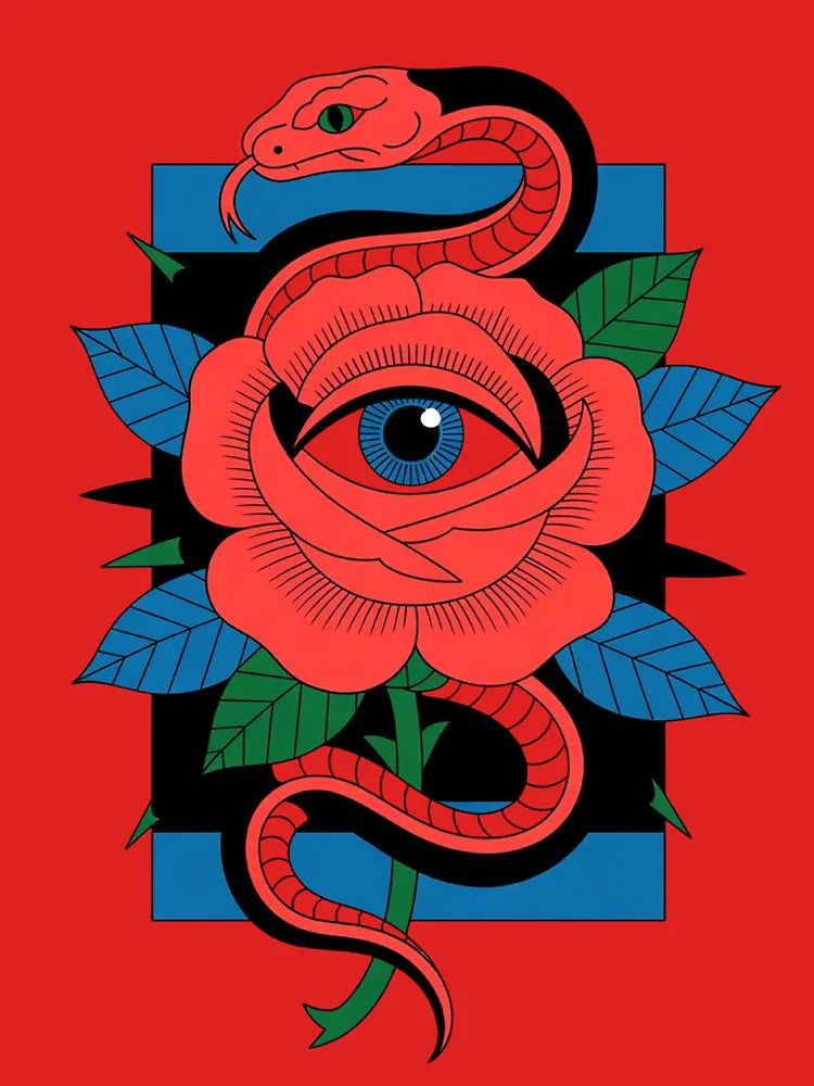 Snake and red rose  Classic T-Shirt