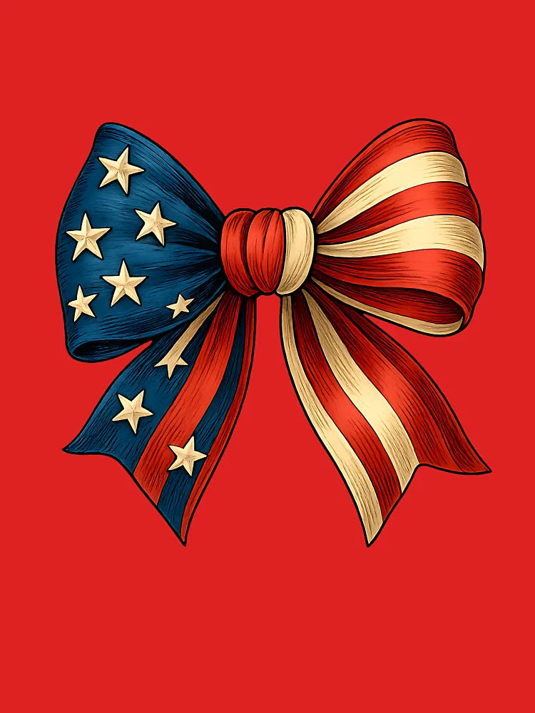American Flag Bow Tie 4th of July Girls Patriotic cute Bow  Classic T-Shirt