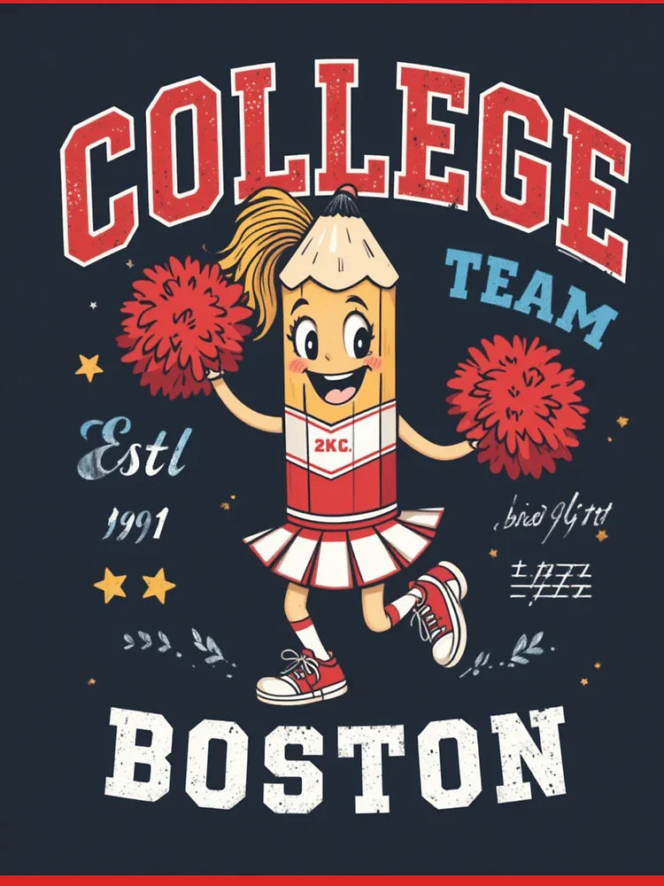 Boston College Cheerleader Pencil Cartoon Tee – Team Spirit Edition Classic T-Shirt