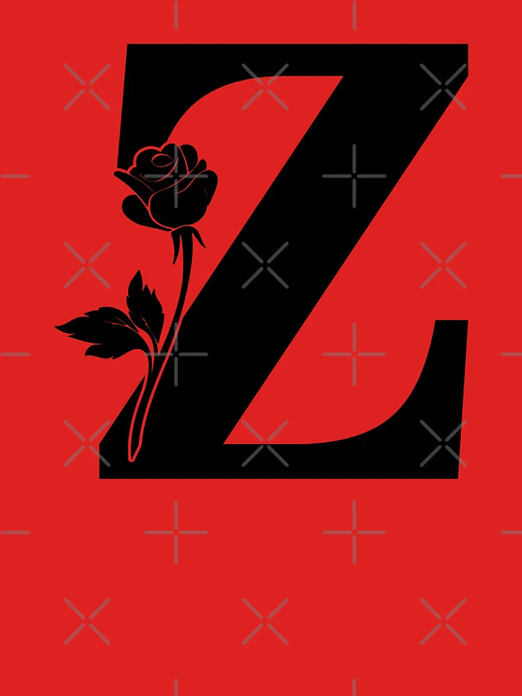 Floral Letter Z with Rose, Botanical Monogram Z, Flower Alphabet Z, Rose Decor Letter Z Classic T-Shirt