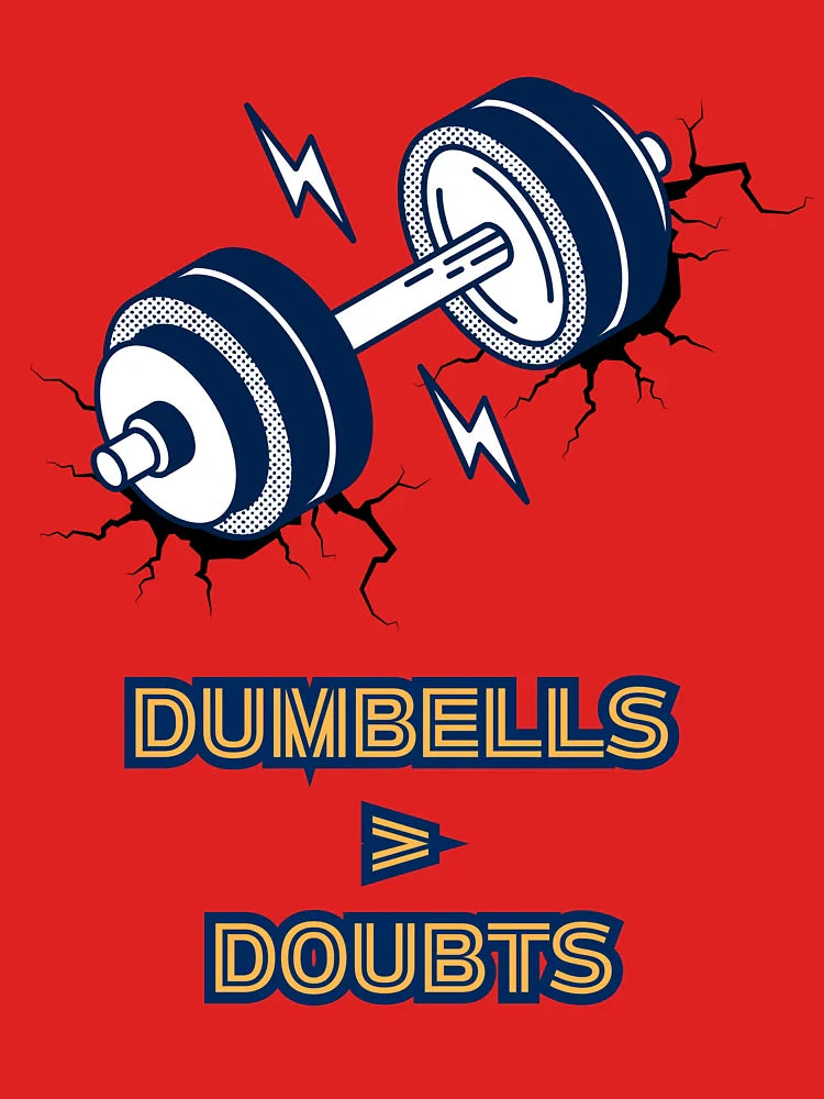 “Dumbbell Over Doubts” Motivational Gym T-Shirt | Fitness Workout Quote Tee Classic T-Shirt